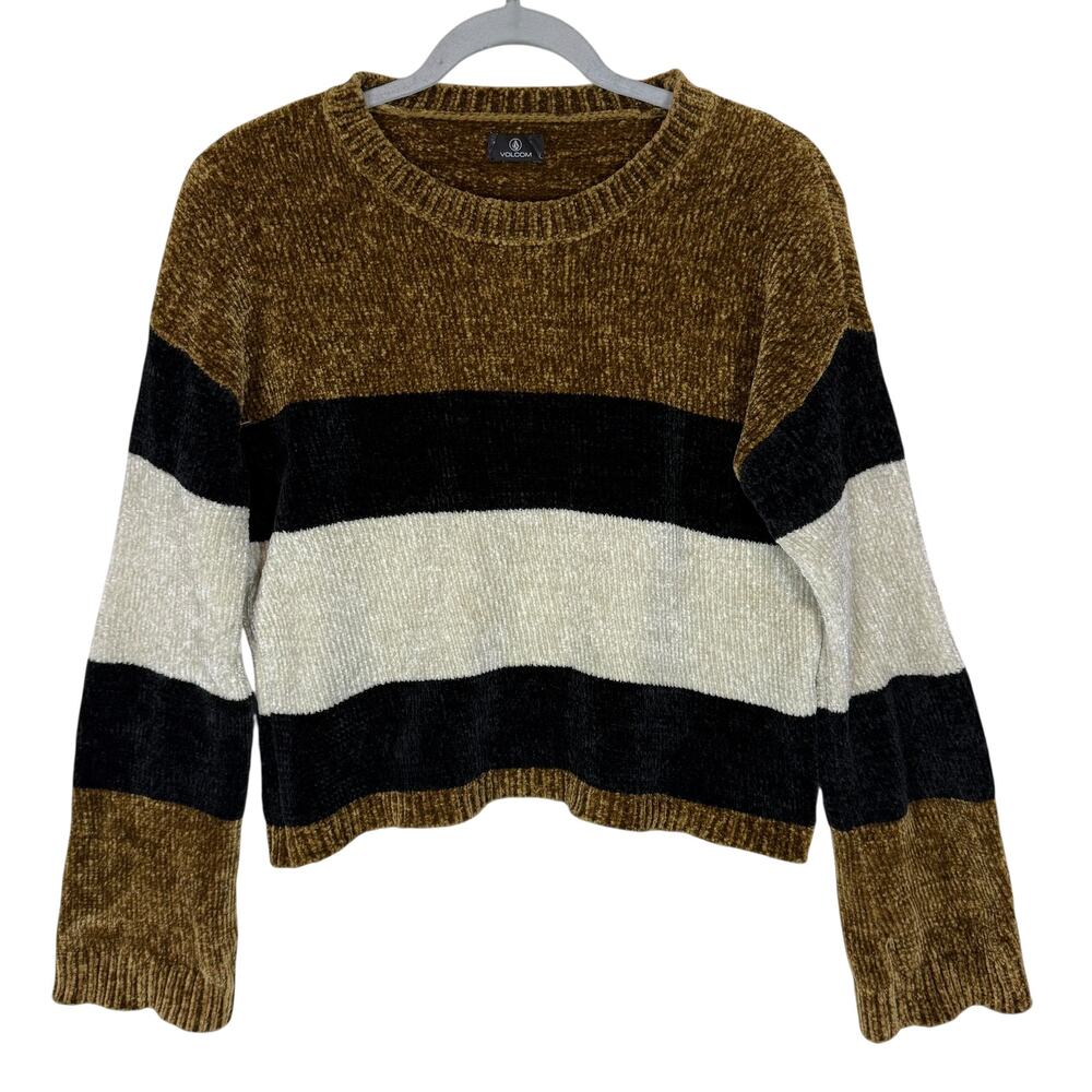 Volcom True To This Sweater‎ Womens XS Multicolor Striped Chenille Long Sleeve